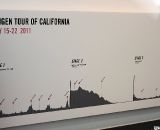 Rapha's wall shows the Tour of California's elevation profile for each stage. © Cyclocross Magazine
