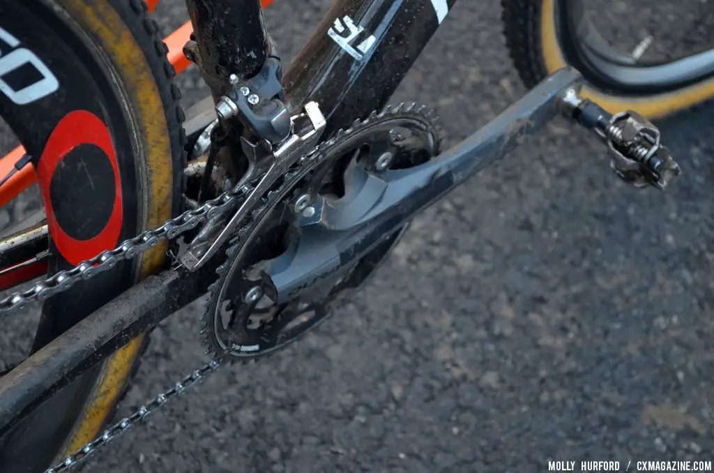 Shimano Dura-Ace compact crankset, with 34/46 rings. © Cyclocross Magazine