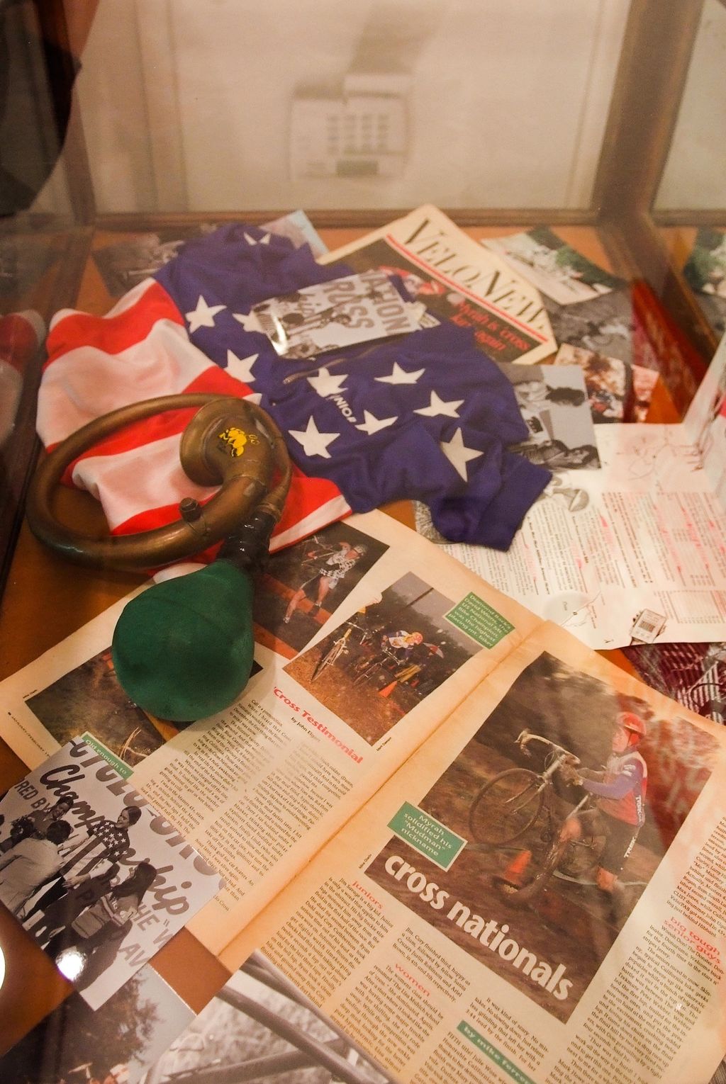 Memorabilia for the show - including the 1st ever Junior National Championship jersey, old VeloNews \'Cross coverage, and classic photographs. © Chris Nguyen