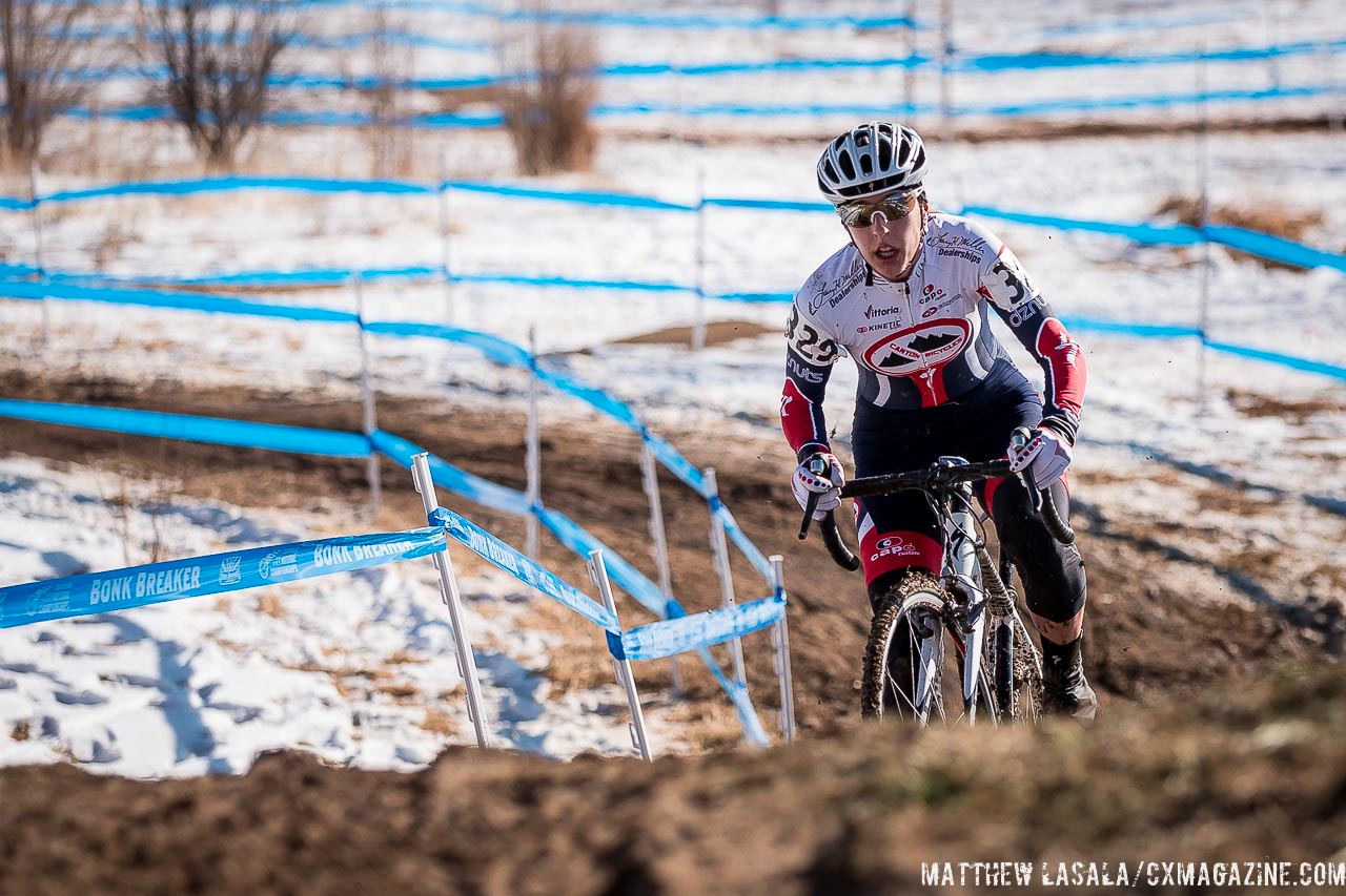 Melinda McCutcheon in the women\'s 30-34 race at USA Cycling National Championships of Cyclocross. © Matt Lasala