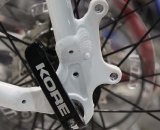 The Conquest Pro frame is ready for disc brakes, but its fork is not. © Cyclocross Magazine