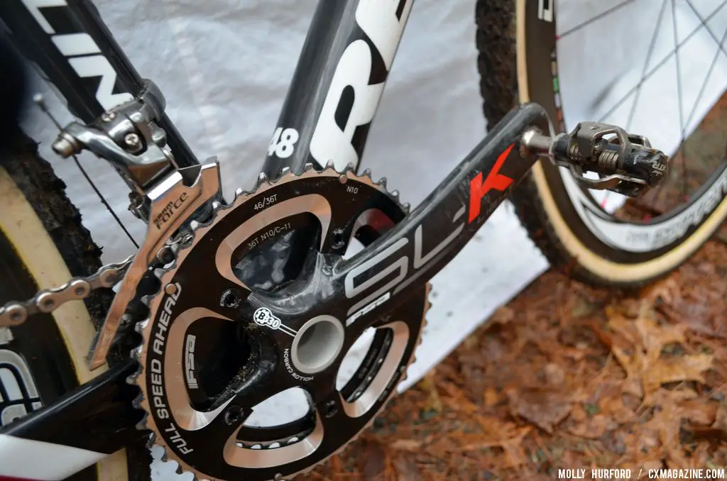 Shimano XTR pedals with SLK Compact cross, 170 mm cranks. © Cyclocross Magazine