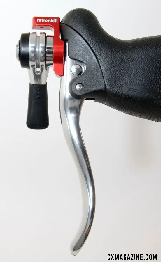 The left lever on the Retroshift brake lever shifters. © Cyclocross Magazine