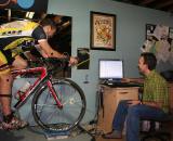 Retul bike fit: Geeking out over data between runs © Brody Boeger
