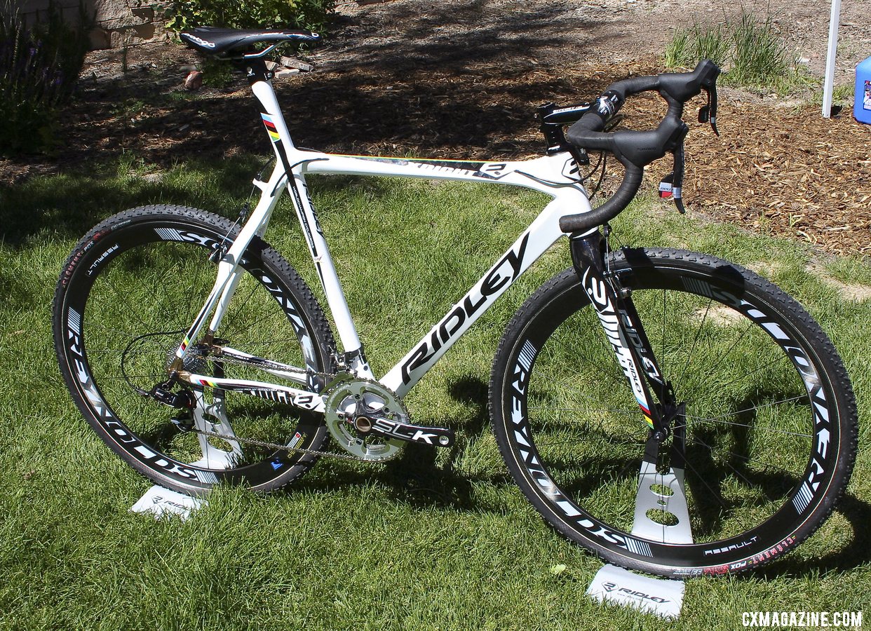 The2013 Ridley X-Night top-of-the-line carbon cyclocross bike with an integrated seatmast. ©Cyclocross Magazine
