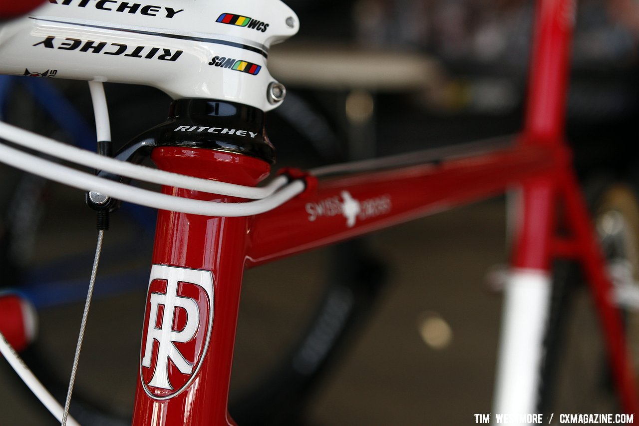 Tom Ritchey flared his head tube to accommodate the 1-1/8" bearings internally. © Tim Westmore / Cyclocross Magazine