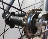 The White Industries-made ENO hub accepts a rear freewheel or proprietary splined fixed gear cog. © Cyclocross Magazine