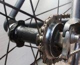 The White Industries-made ENO hub accepts a rear freewheel or proprietary splined fixed gear cog. © Cyclocross Magazine