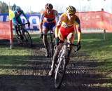 Gerben de Knegt leads Vantornout and Chainel through a corner. ? Bart Hazen