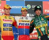 The elite men&#039;s podium in Roubaix. ? Bart Hazen