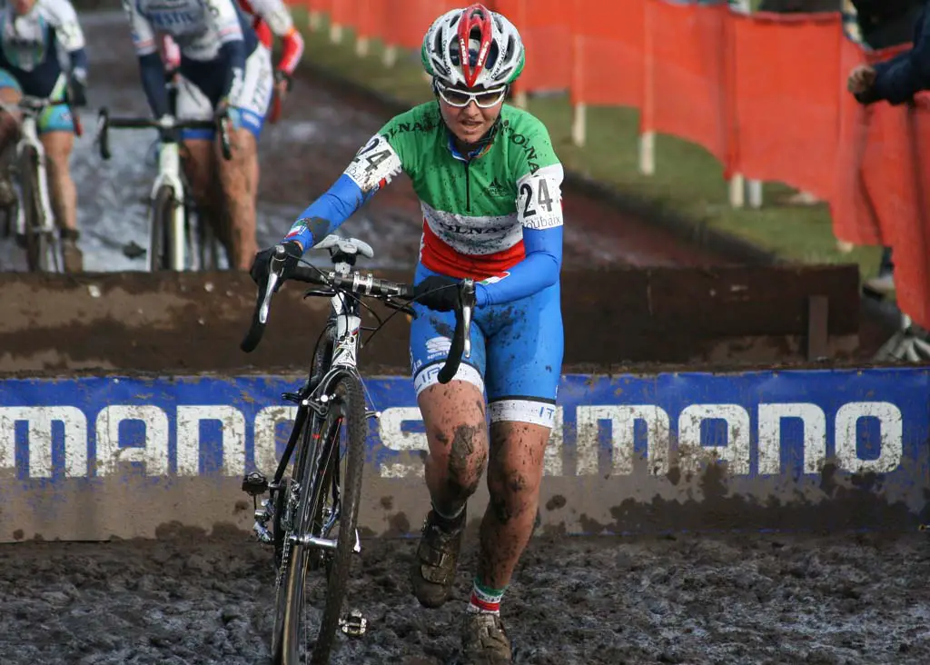 Eva Lechner fighting through the sloppy conditions. ? Bart Hazen