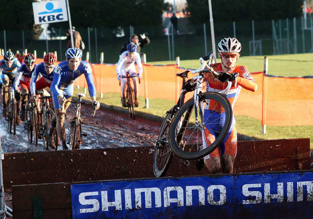 David van der Poel attacks in Roubaix. ? Bart Hazen