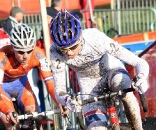 Bosman (r) and Teunissen fight through the conditions. ? Bart Hazen