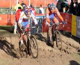 Gavenda (l) and Micki van Empel hit the sand. ? Bart Hazen