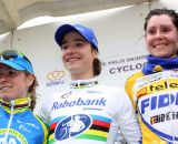 The women's podium with Marianne Vos, Daphny van den Brand and Nikki Harris © Bart Hazen