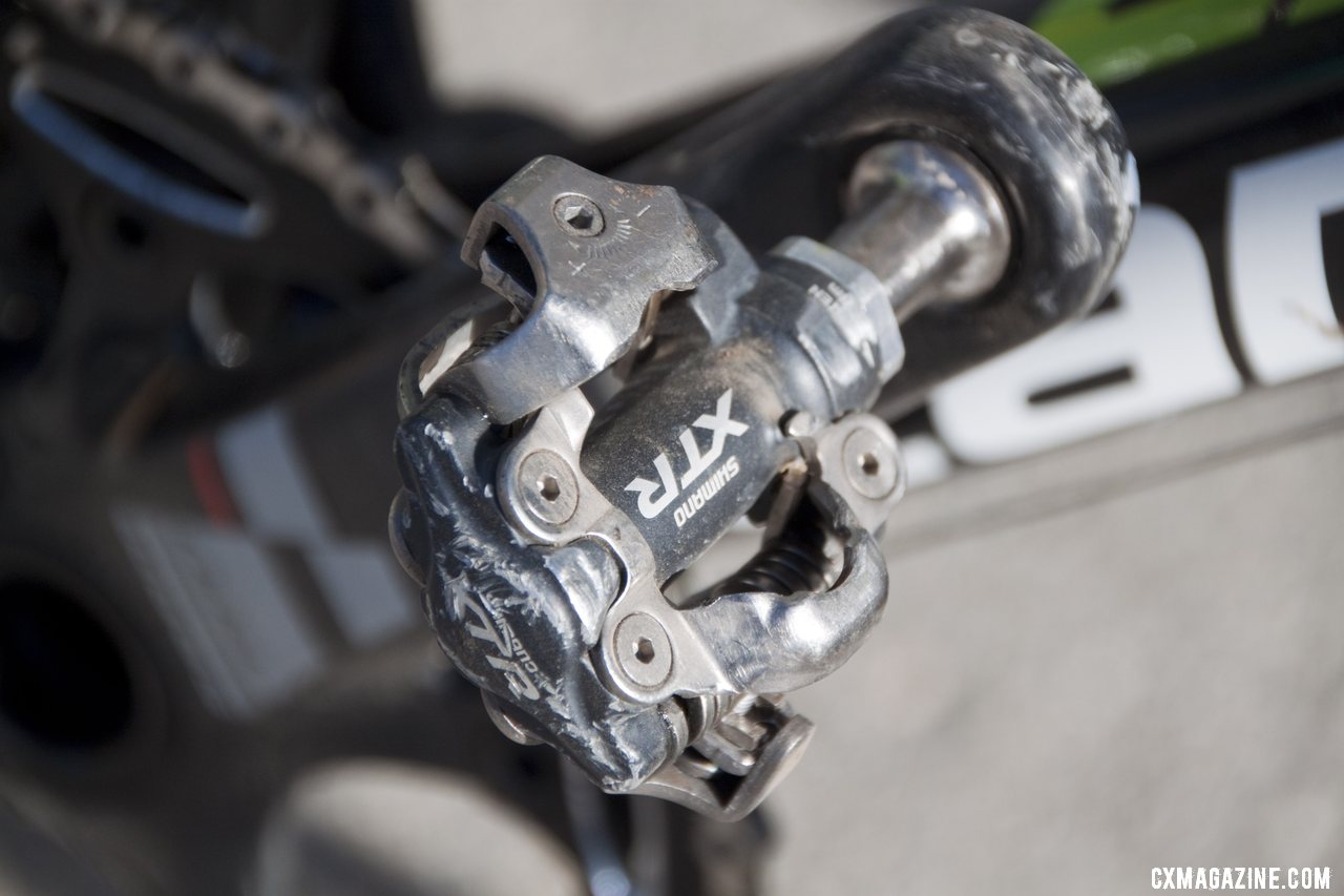 Ryan Trebon opts for Shimano\'s M970 XTR SPD pedals. © Cyclocross Magazine