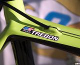 Ryan Trebon's custom Cannondale SuperX cyclocross bike is the tallest team bike by far, but it is labeled just in case. © Cyclocross Magazine