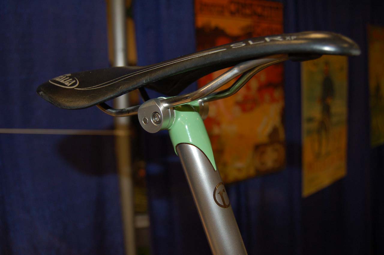 The Rosene frame is topped with a custom seatpost built using a lug/clamp setup from Engin Cycles ? Dave Lawson