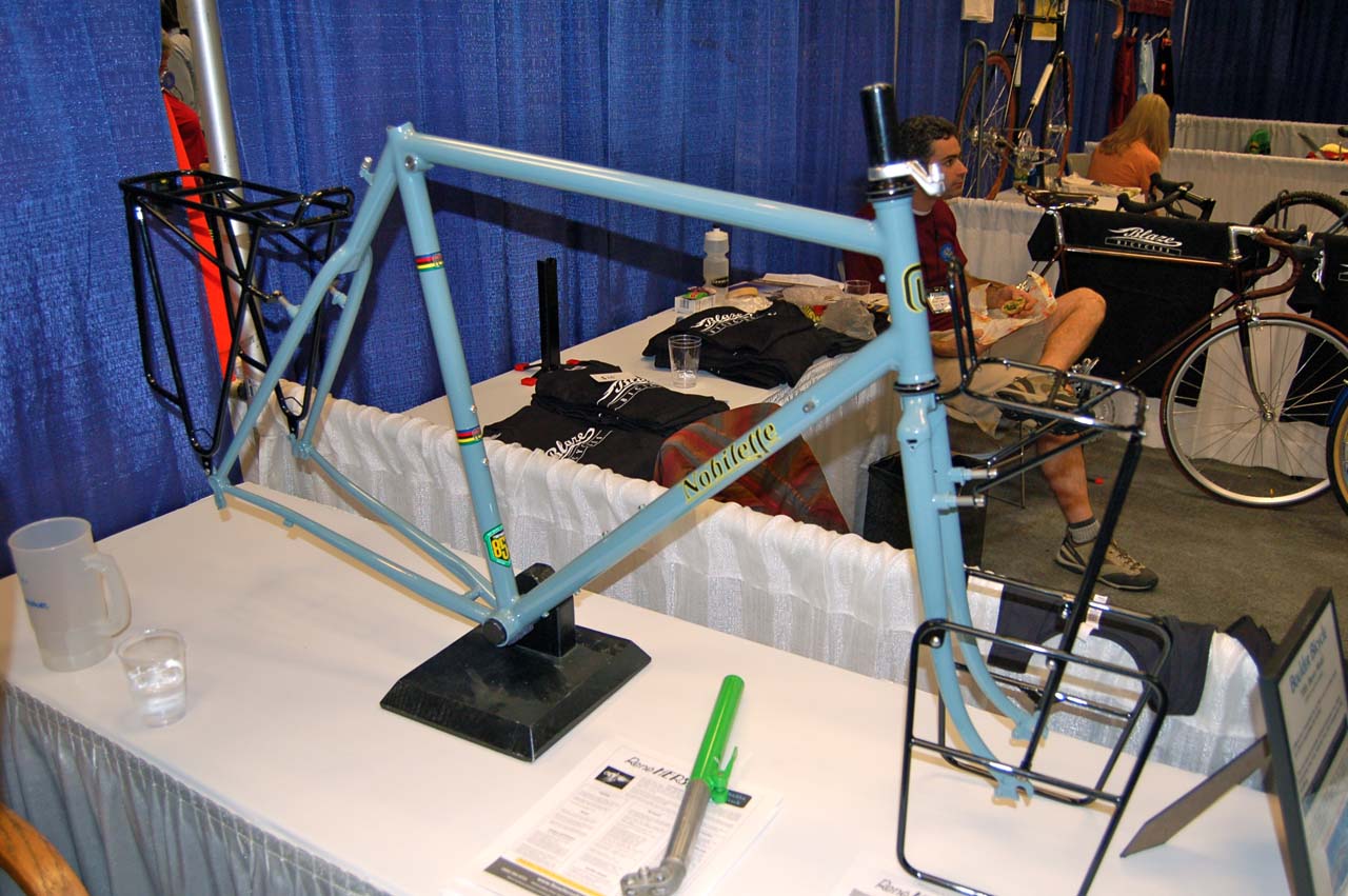 Longmont, CO, based Mark Nobilette brought out a touring version of his Reynolds 853 tubed touring/cyclocross frame. This frame won the ?Best Fillet Brazed Bike? at the North American Handmade Bicycle Show. ? Dave Lawson