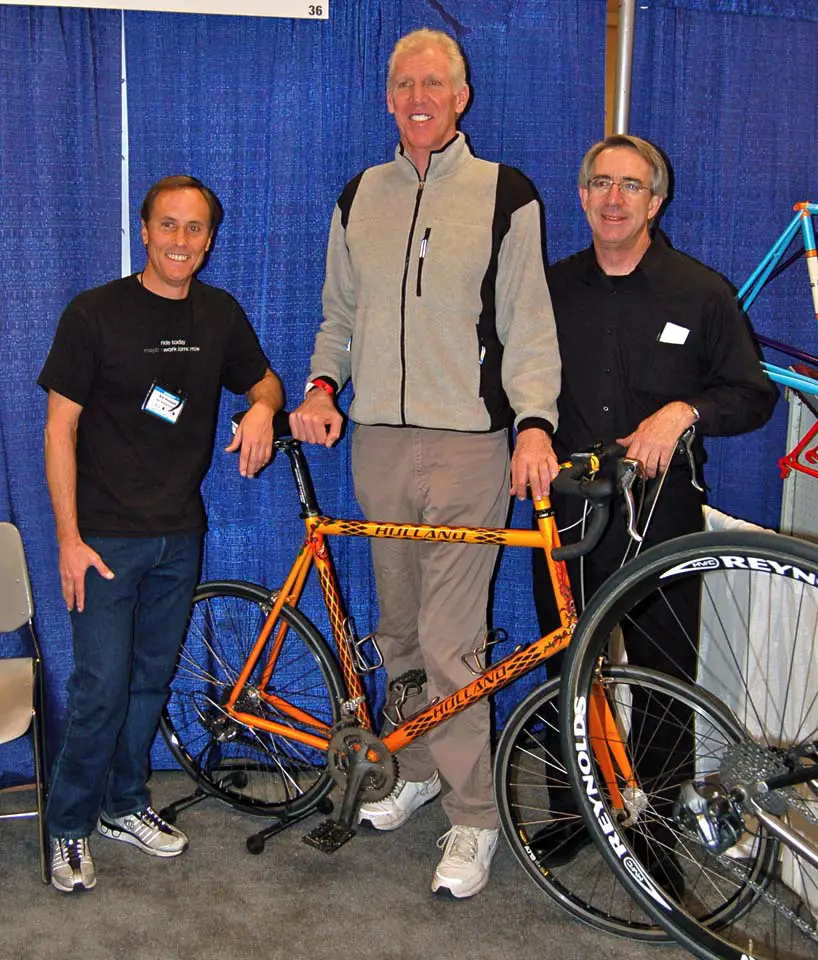 Obligatory paparazzi shot: Former NBA star, Bill Walton, was on hand to help show off his new road bike along with builder Bill Holland and custom painter Joe Bell ? Dave Lawson