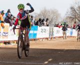 Katherine Santos takes the win in the Womens 17-18 in the 2014 National Cyclocross Championships. © Mike Albright
