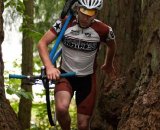 A Counterbalance Bicycles racer tackles the run-up © Karen Johanson