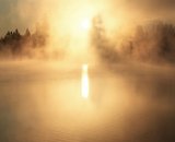 The morning sun and fog rise on Silver Lake © Kenton Berg