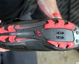 A stiff, Easton EC90 carbon sole transfers your power on the Giro Code shoe. Sea Otter Classic Expo 2011. © Cyclocross Magazine