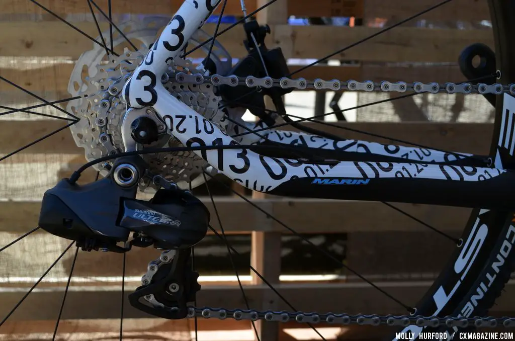 Shimano Di2 and disc brakes modernize the carbon 2014 Marin Cortina. Sea Otter 2013 © Cyclocross Magazine