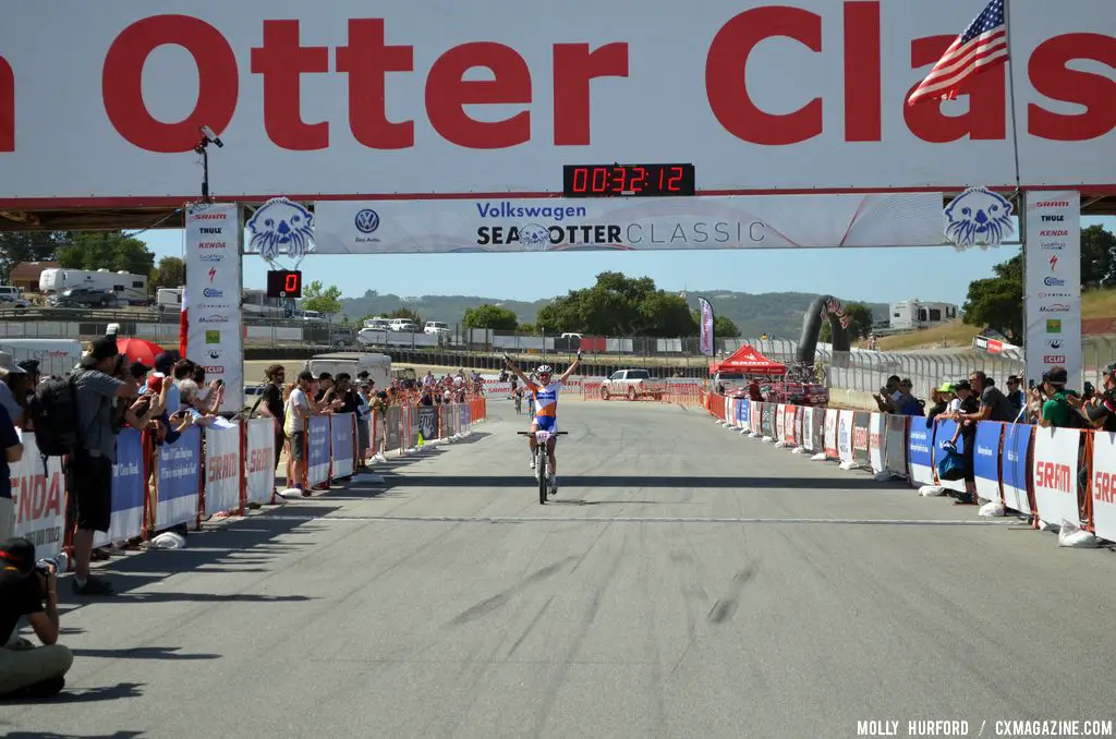 Vos rolls in for the win at Sea Otter short track race 2013. © Cyclocross Magazine