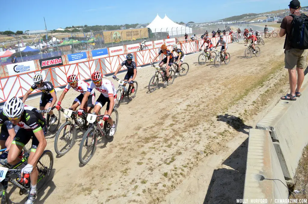 Dry and dusty conditions at Sea Otter short track race 2013. © Cyclocross Magazine