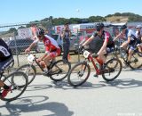 Lindine hangs in the pack at the Sea Otter short track race 2013. © Cyclocross Magazine