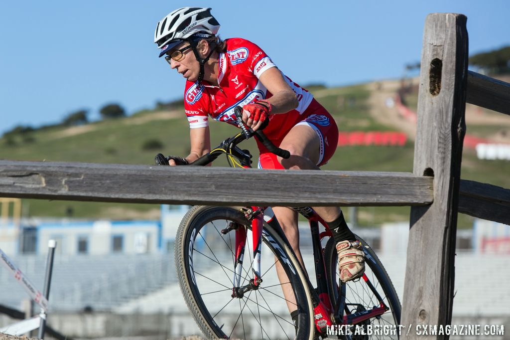 Rachel Lloyd solos towards first place during cyclocross at Sea Otter. © Mike Albright