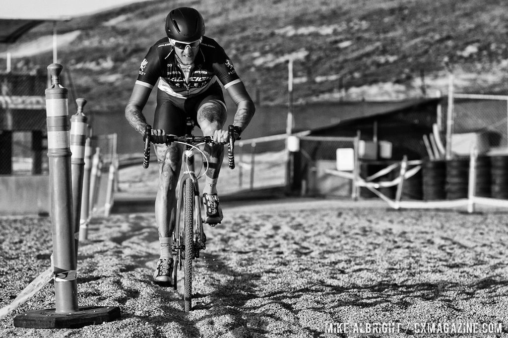 Ben Berden hits the sand during cyclocross at Sea Otter. © Mike Albright