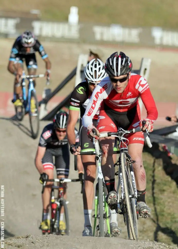 Lindine leads at the Raleigh cyclocross race at Sea Otter. © Cyclocross Magazine