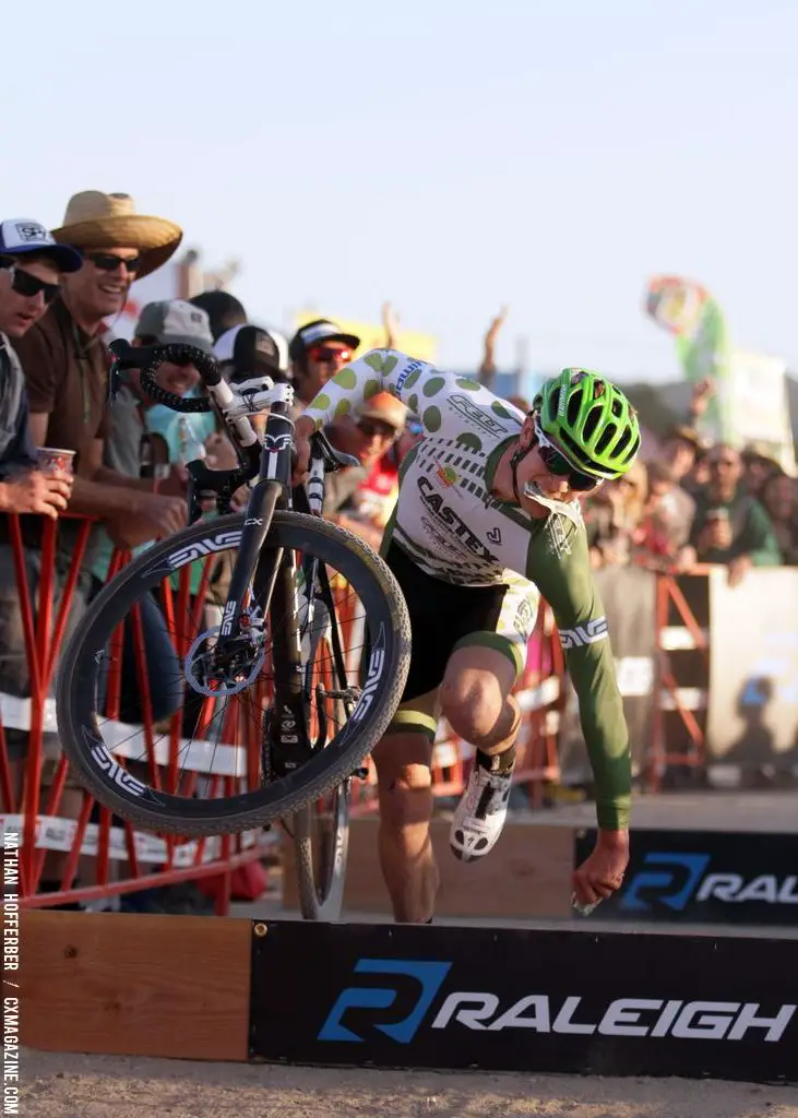 Tripping for dollar handups at the Raleigh cyclocross race at Sea Otter. © Cyclocross Magazine