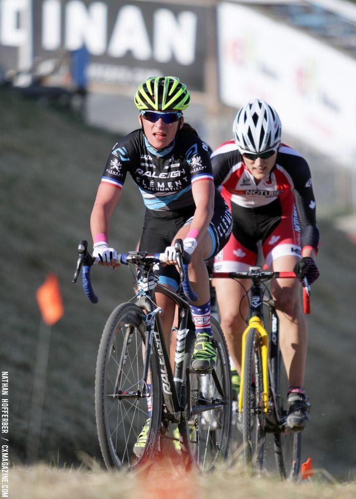 Mani leads Dyck at the Raleigh cyclocross race at Sea Otter. © Cyclocross Magazine