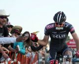 Snagging some extra cash at the Raleigh cyclocross race at Sea Otter. © Cyclocross Magazine