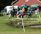 Masters racers ride the barn area © Kenton Berg