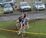 Salomon Woras leads Zach McDonald and Logan Owen early in the race. © Kenton Berg