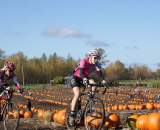 Kristi Berg (Redline) and Keri Studley (Velo Bella) duked it out early in the women&#039;s elite race. Seattle Cyclocross #5, Maris Farm, November 1, 2009. ? Kenton Berg