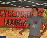 Ryan Trebon cruising in the shade of the Cyclocross Magazine tent. 