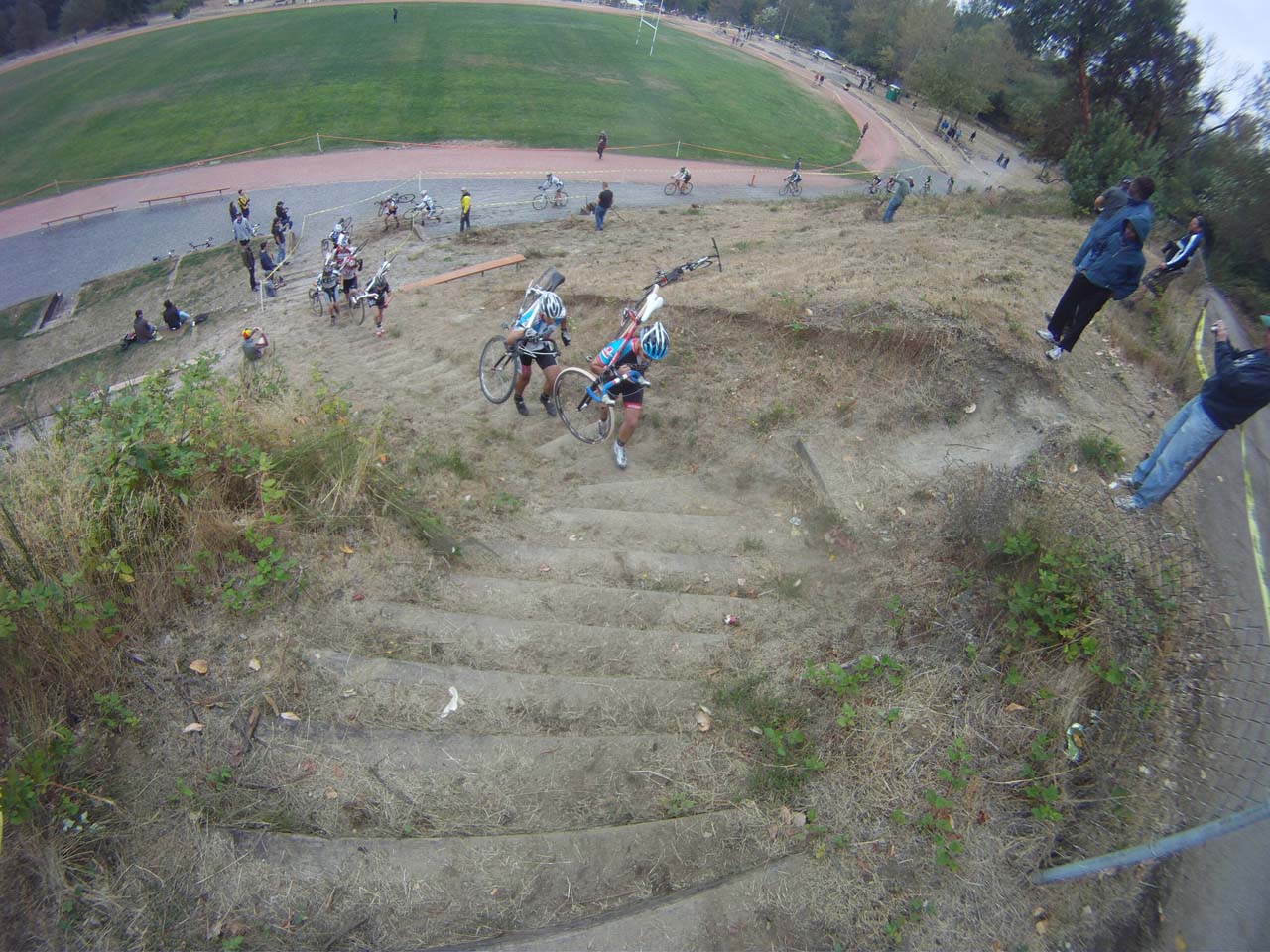 Chad Berg leads the 1/2 Masters field up the stairs