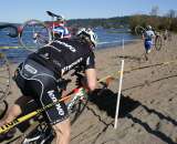 A Lenovo team rider gets hung up trying to ride the sand. by Kenton Berg