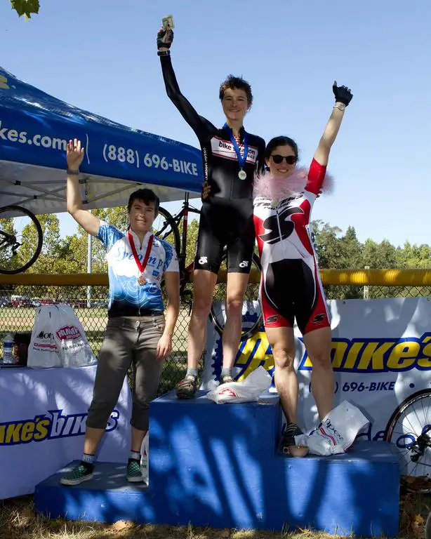 Women\'s Category A Podium - Sacramento Cyclocross SeriesEllen Sherrill (first), Emily Thurston (second), Jen Jordan (third)