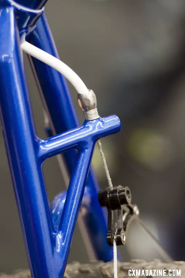 Shamrock Cycles\' rear brake hanger has triangulated structural support for a stiffer, more responsive braking. ©Cyclocross Magazine