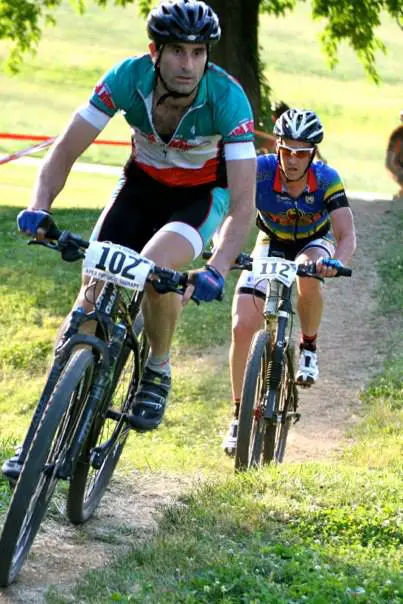 Racing short track at Eva Bandman Park. It\'s not cyclocross, but it\'s close! © Marcia Seiler