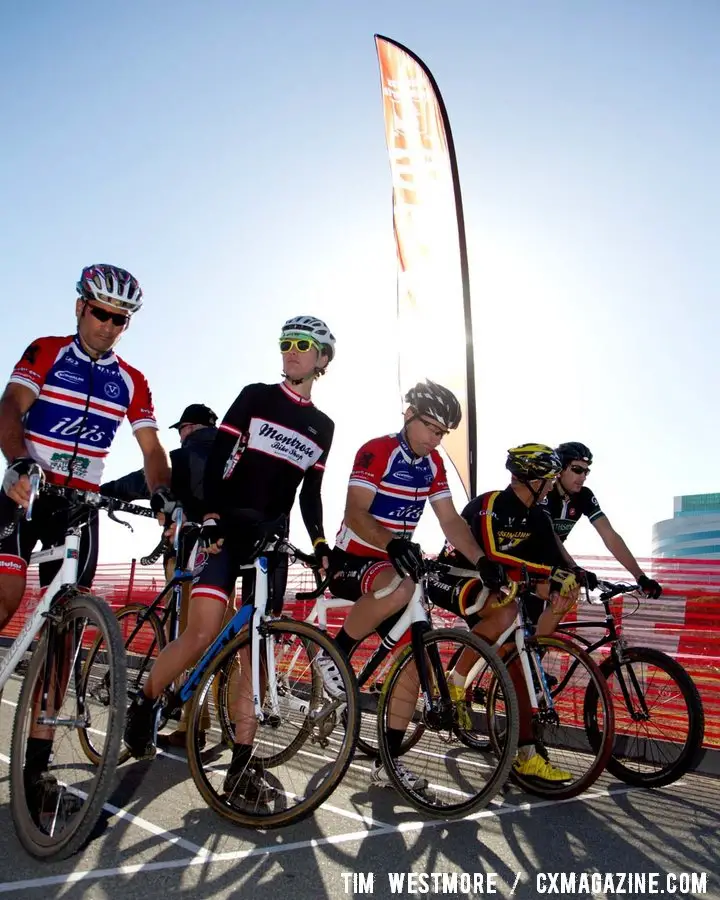 The singlespeeders ready to battle - Bay Area Super Prestige Cyclocross - Sierra Point 2012. © Tim Westmore