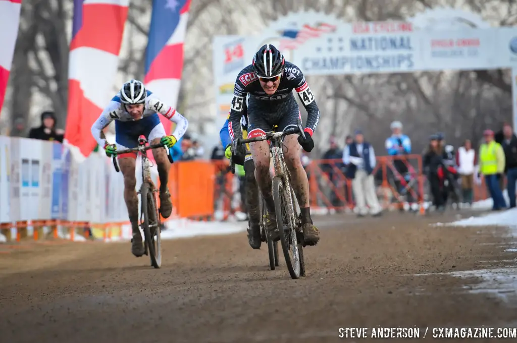 Brady Kappius outkicks Stelljes and Iaia for silver. © Steve Anderson