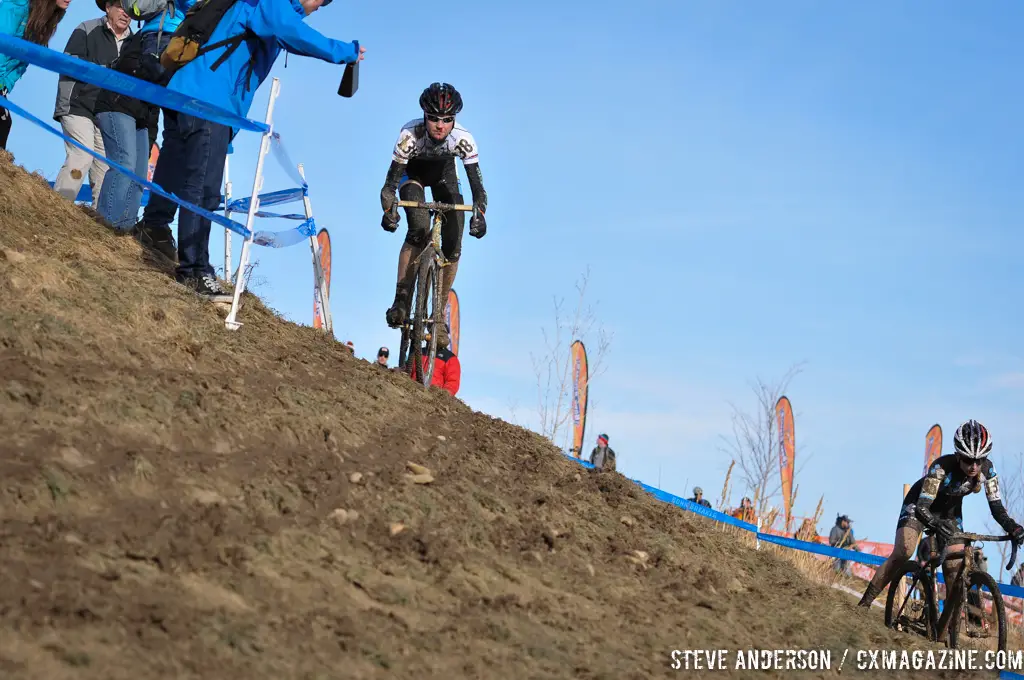 Sherrill and Noble  take different lines on the off camber section. © Steve Anderson